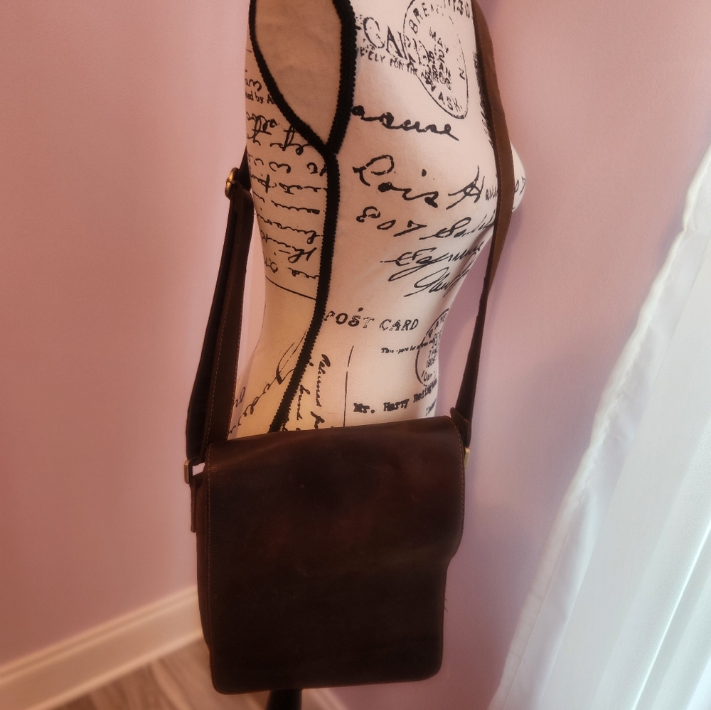Kattee Oil Tanned Leather Large Flap Crossbody Purse
